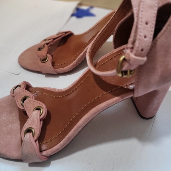 NWOT Coach Heel Link Peony Pink Suede Heeled Sandals - Picture 3 of 7